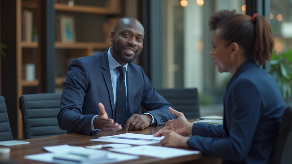 Professional business coach presenting digital marketing strategy roadmap during client consultation meeting