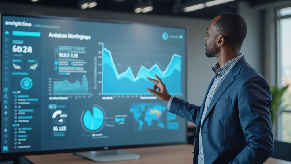 Analytics dashboard displaying key performance metrics, traffic graphs, and conversion tracking charts