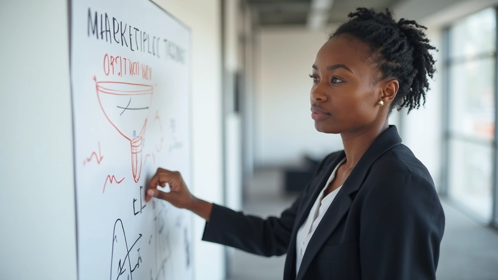 Digital marketing funnel diagram showing customer journey stages from awareness to conversion