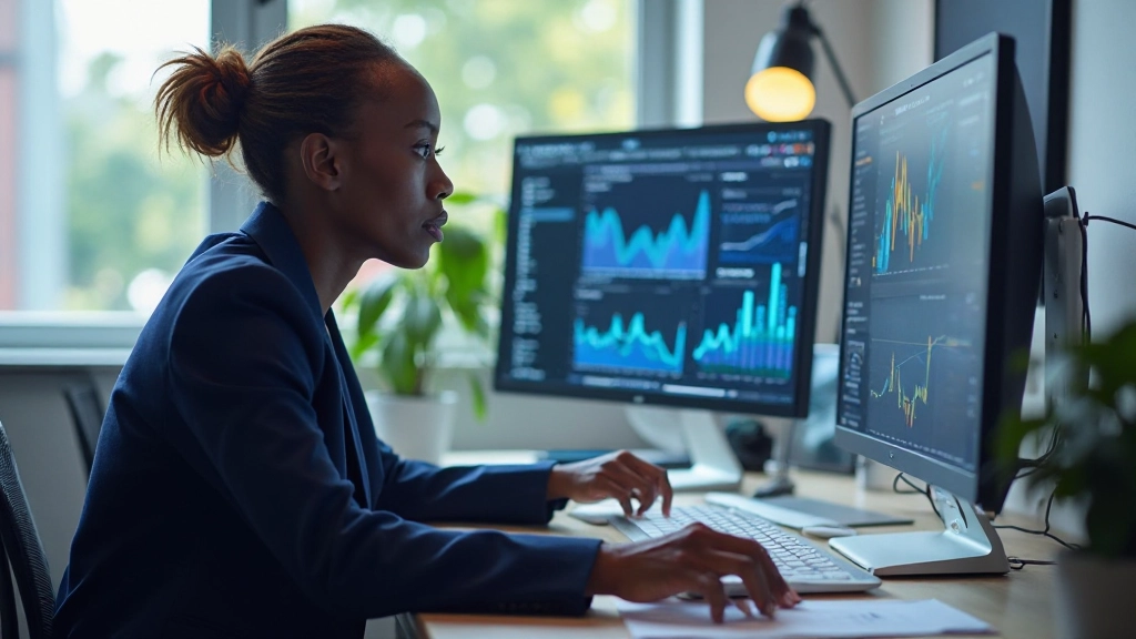 Professional marketer analyzing email campaign metrics on dashboard